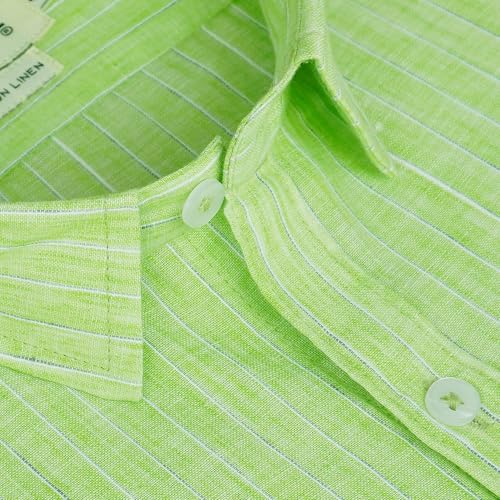 Image of GHPC Cotton Linen Striped Half Sleeves Regular Fit Formal Shirt for Men