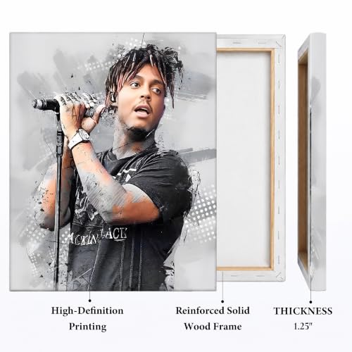 Image of Juice WRLD Canvas Wall Art, Rapper Collage Poster Print, Hip Hop Music Artwork for Bedroom Studio Gaming Room Decor, Vibrant Album Cover Picture Print Framed Music Wall Painting 8X10