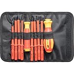 CROWNSHOP Insulated Screwdriver Set, 10 Pieces, Magnetic Tips, Ergonomic Rubber Handle with Storage Case