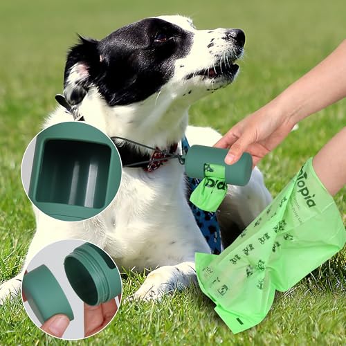 Image of Dog Poop Bag Holder, Smooth Dispensing Poop Bag Holders for Leashes,Poop Bags Dispenser for Dogs,Lightweight Plastic Dispenser with Elastic Loop (only green holder)