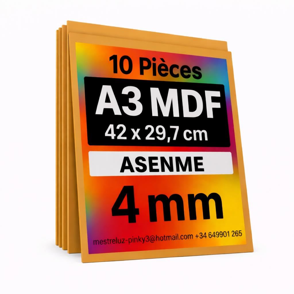Bois pour l'artisanat MDF avec 10 feuilles de bois de 42x29,7x4mm format A3