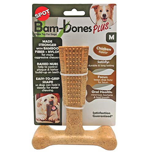SPOT by Ethical Products- Bambone Plus – Easy Grip Durable Dog Chew Toy for Aggressive Chewers – Great Dog Chew Toy for Puppies and Dogs Dog Toy - Chicken - Medium