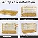Heavy-Duty Metal Dog Cage with Door Non-Escape Lock Cat Crate Easy-Clean Tray 4-Step Assembly, Full Accessories, for Dogs/Cats/Rabbits, 3 Sizes(Gold,91x56x66cm)