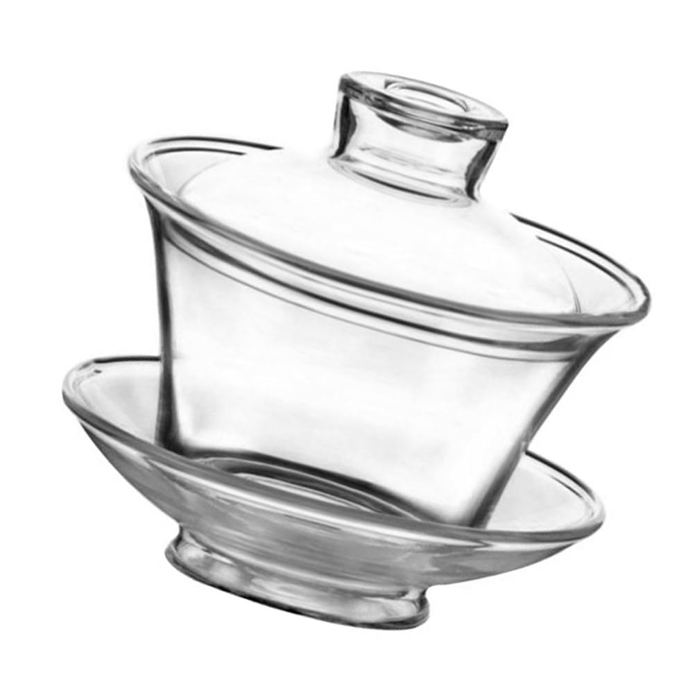 TOYANDONA Tazza da tè trasparente con coperchio in vetro spesso cinese, tradizionale, resistente al calore, fatta a mano, per tè Gongfu