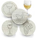 Wine Tasting Assorted Absorbent Drink Coaster Set of 4 - Handmade by McCarter Coasters - Made in USA