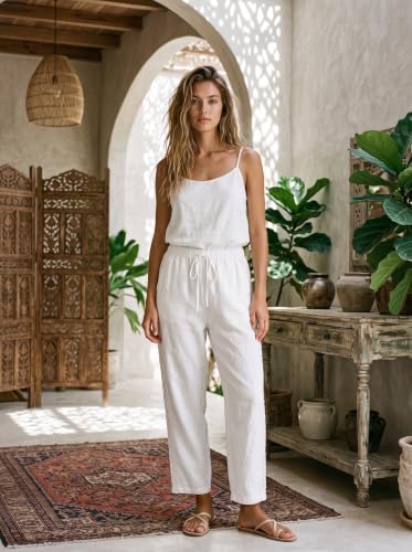 Image of Acelitt Women Casual Lightweight Drawstring Elastic Waist Pants with Pockets, S-XXL