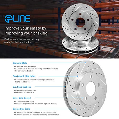 Image of R1 Concepts Front and Rear Drilled Slotted Brake Rotors| Sensor Included| Ceramic Brake Pads and Rotors Kit| Fits 2009-2010 BMW 335d, 2007-2010 BMW 335i, 2007 BMW 335xi