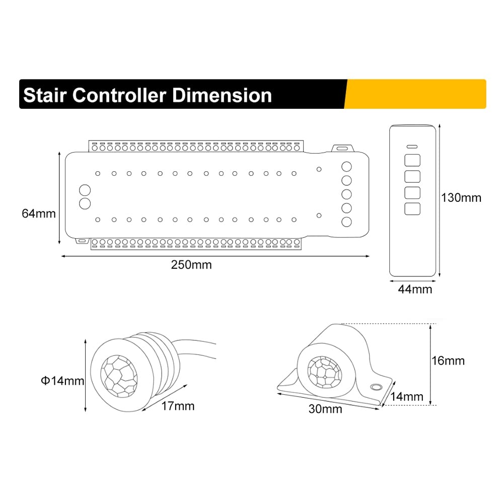 28 Stufen Treppenlichtregler mit Fernbedienung - Reaktive Beleuchtung - Treppenbeleuchtung System - Automatische LED Treppenbeleuchtung