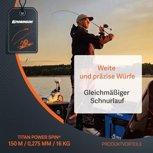 ROBINSON Monofile Angelschnur – Nylon - 150m - leicht zu Knoten - Geringe Dehnung & reißfest, Abriebfest – Transparent/Hellgrau/Braun – Spinning/Pose/Feeder (Transparent - Spinning, 0,275mm - 16kg)