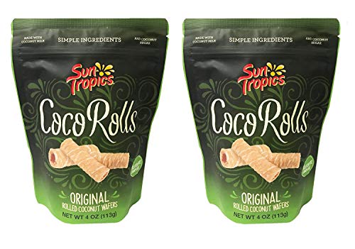 Sun Tropics Non-Gmo Rolled Coconut Wafer Rolls 4Oz, 2 Pack (Original) #TOP3