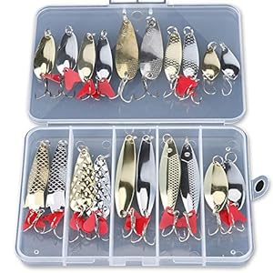 DONQL Visserij Lokt Metalen Lepels Harde Baits 20 stks Set Metalen Vissen Lokt Spinner Baits Vis Treble Haken Tackle Zalm Bass