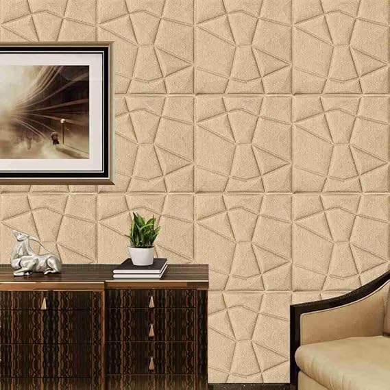 Image of DRONTER 3D Self-Adhesive Brick Wallpaper - PE Foam Wall Panels for Home, Bedroom, Living Room, and Cafe Decor | Easy Peel & Stick DIY Wall Stickers (Brown Diamond)