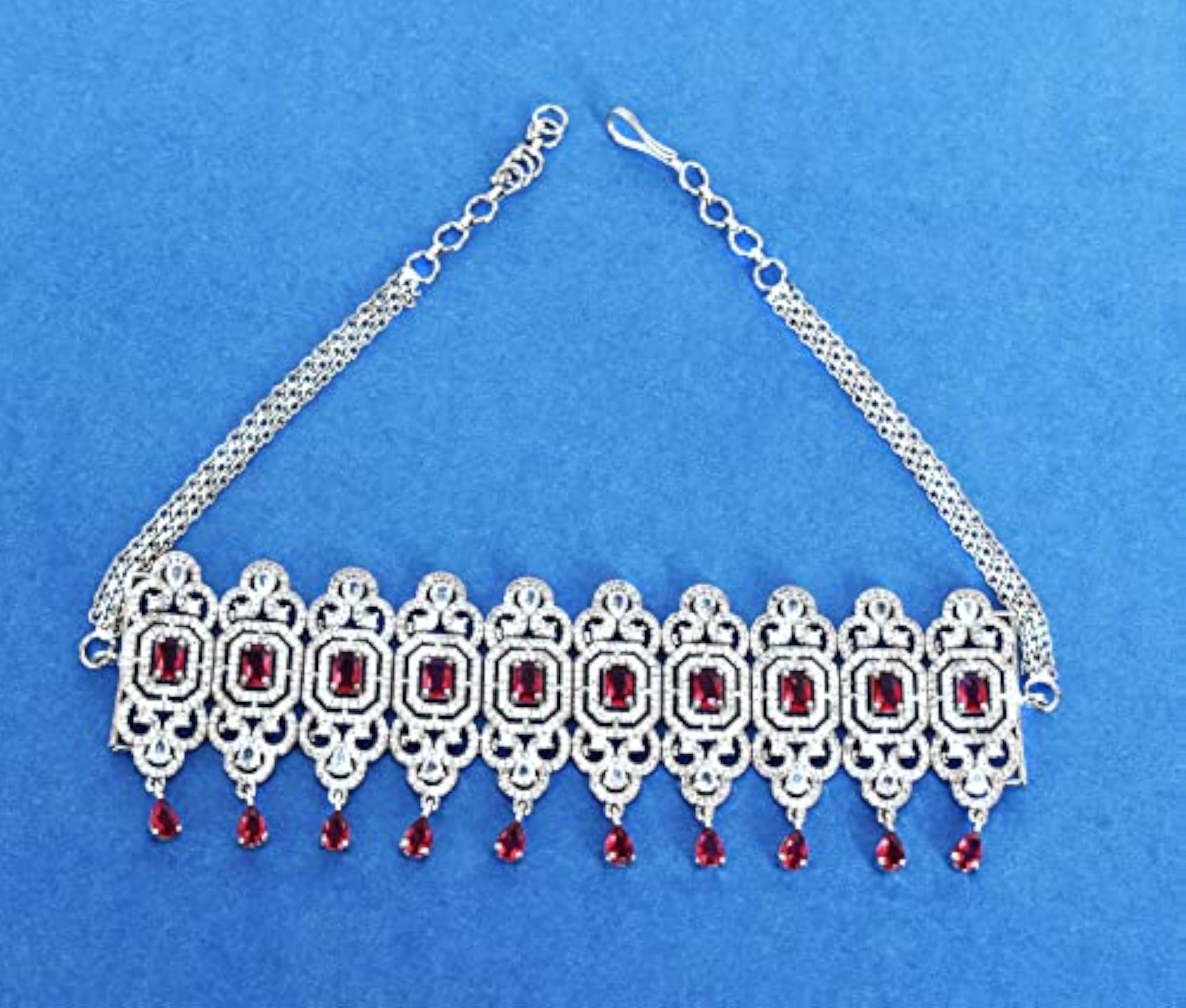 Women's Red Rose Gold Base Every Occasion Jewellery Set