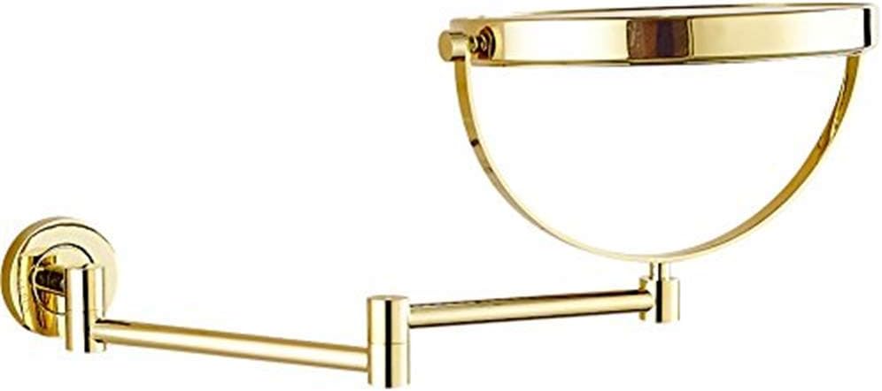 浴室化粧鏡, 壁掛け 真鍮 拡大鏡 両面スイベル メイクアップ シェービング 拡張可能 調整可能(Black,5X)