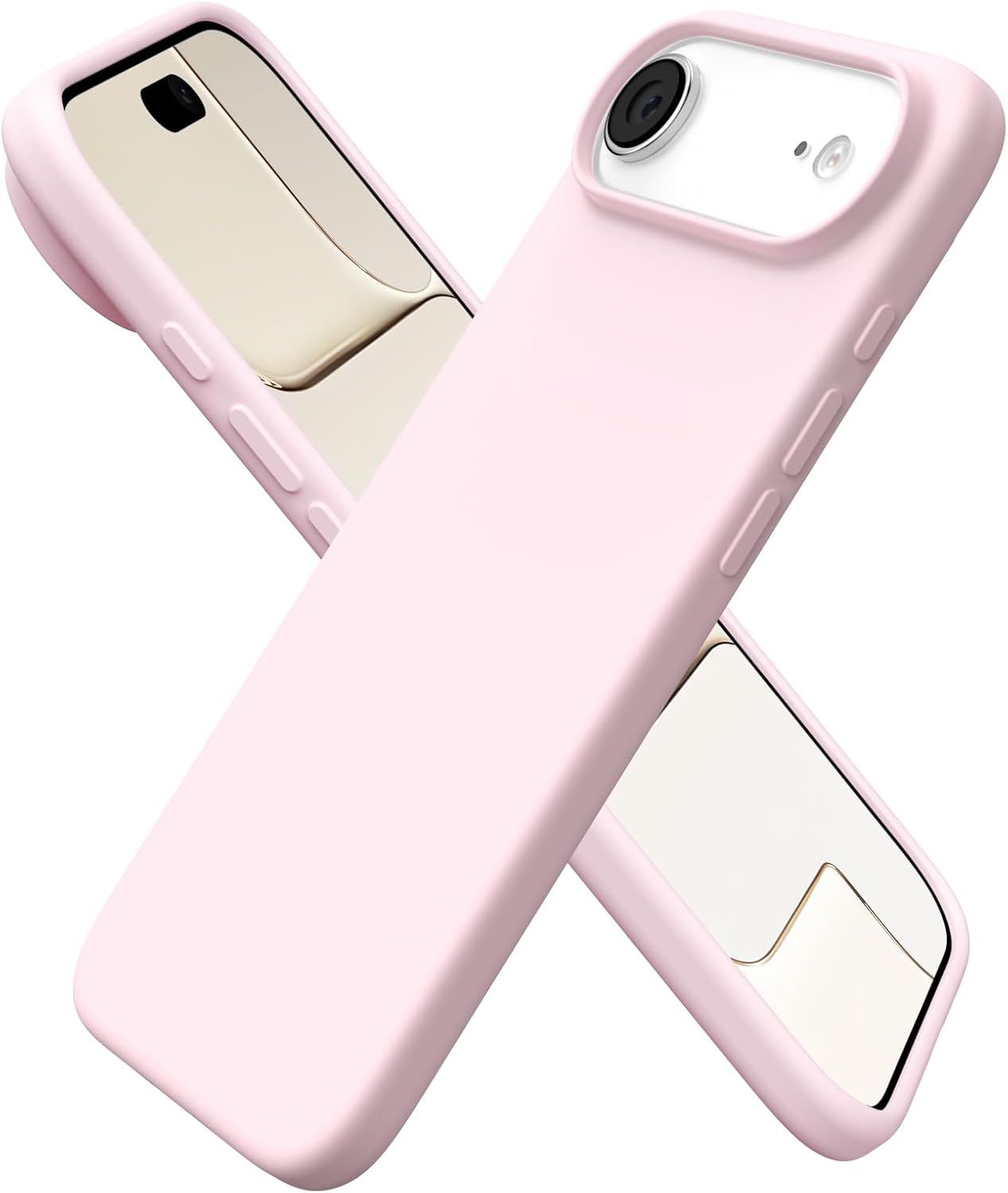 ORNARTO for iPhone Air Case 6.5", Slim Liquid Silicone 3 Layers Soft Gel Rubber Shockproof Protective Cover with Anti-Scratch Microfiber Lining-Chalk Pink
