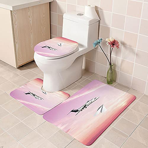 ZDDWLDL 4-Teilig Duschvorhang Set Mit Rutschfesten Teppichen Toilettendeckel Und Badematte Wasserdicht Farbfest Schimmel… – Bild 5