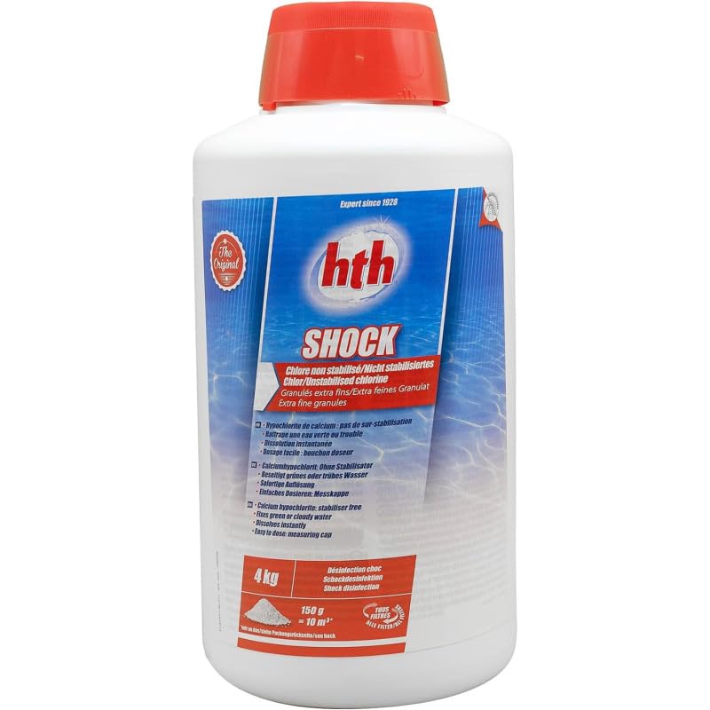 Hypochlorite de Calcium - Chlore Choc HTH® Shock Poudre 4 kg + 12 Tests OFFERTS 7 en 1