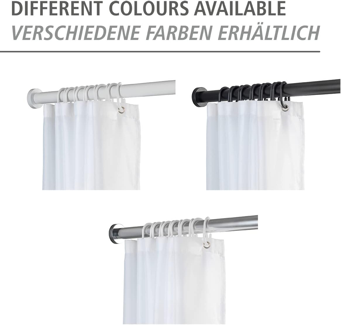 WENKO Luz Telescopic Shower Rail 110-185cm Black