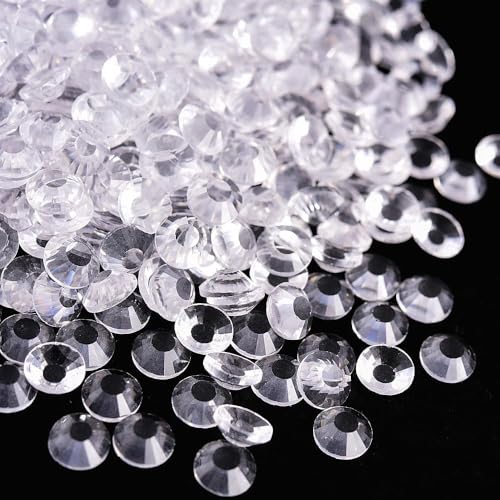 Image of 2880pcs Transparent White Glass Flatback Rhinestones for Nail Art Crafts, Multi-Size Round Crystal Gems for DIY Decoration 2-4.8mm SS6-20 Clear
