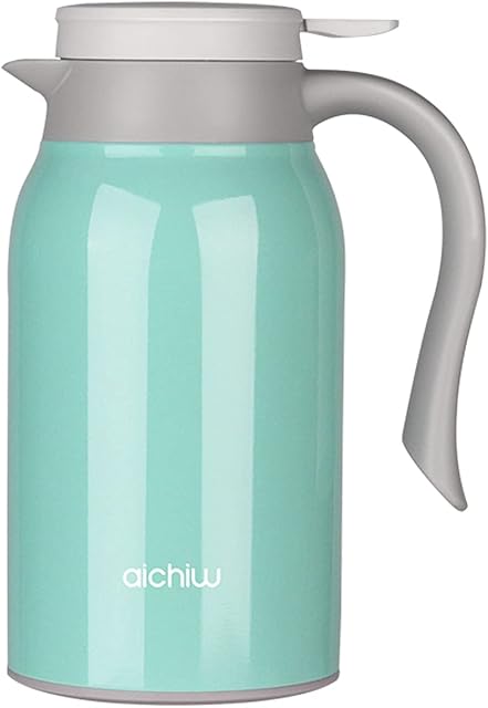 Aichiw Stainless Steel Thermal Carafe Coffee Jug, Double Walled Vacuum Insulated Thermos, 12 Hour Heat Retention, BPA Free, Tea, Water, and Coffee Dispenser Flask Pitcher Pot (800ml Green)