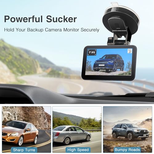 Image of Backup Camera Monitor Mount,(7 /9in)Upgraded Rear View Camera Display Monitor Suction Cup Holder, Rv Windshield Back Up Camera Screen Mounting Bracket,Car Rearview Reverse Cam Window Mount Kit