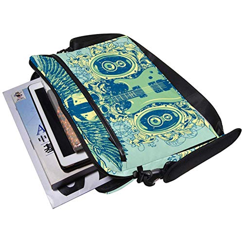 Bolso bandolera para portátil de 14 a 15.4 pulgadas con diseño GuitarspeakersandSkull 5