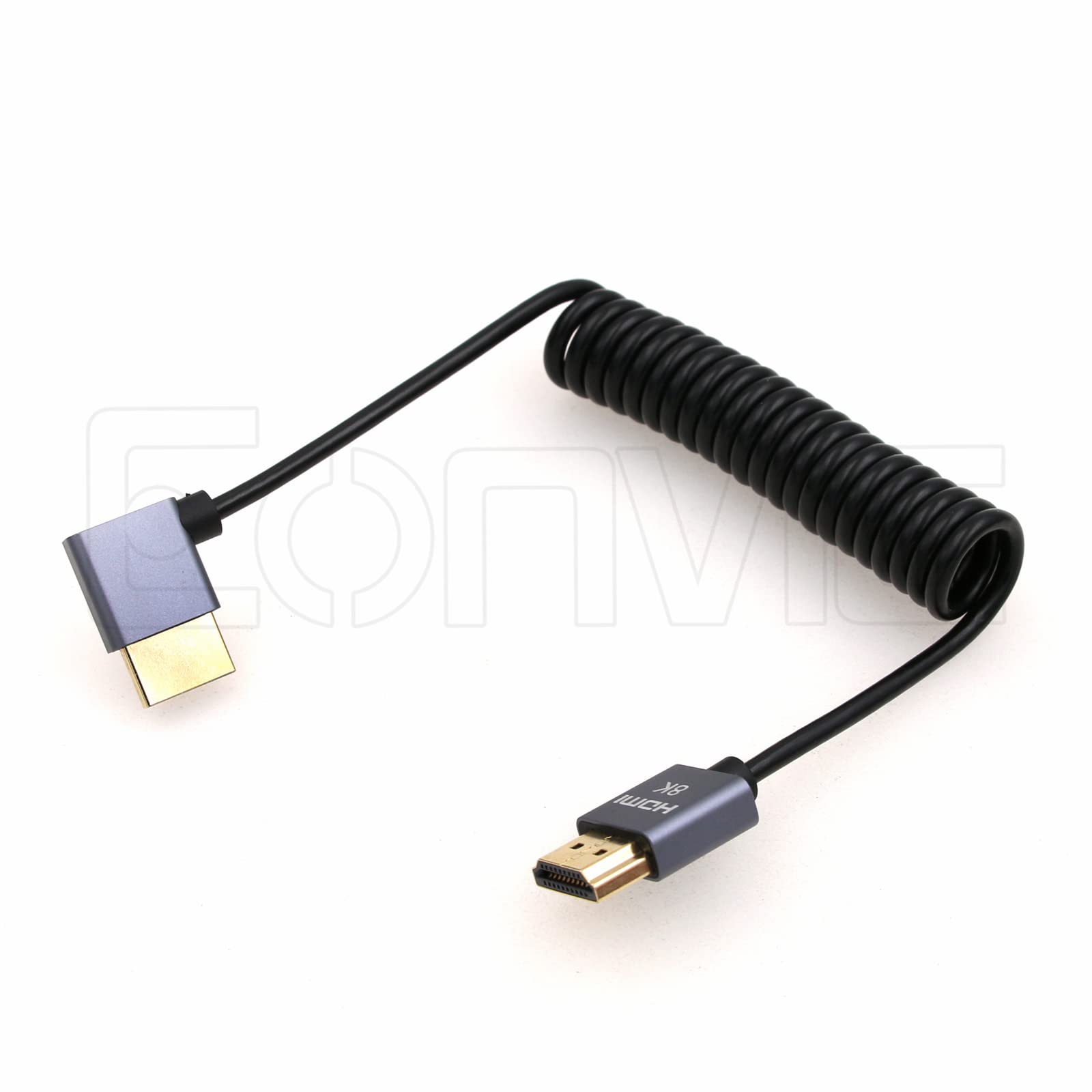 Eonvic 8K 2.1 HDMI to Left Angle HDMI Cable High Speed 48Gbps Coiled Cable for Atomos Ninja-V 4K-60P 6K-Record,Z-CAM - Image 4