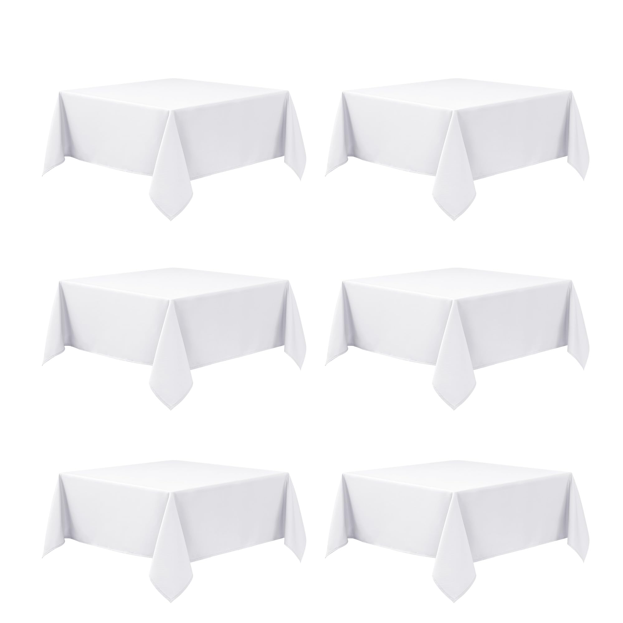 6-Pack White Tablecloths for Square Tables, 70 x 70 Inches