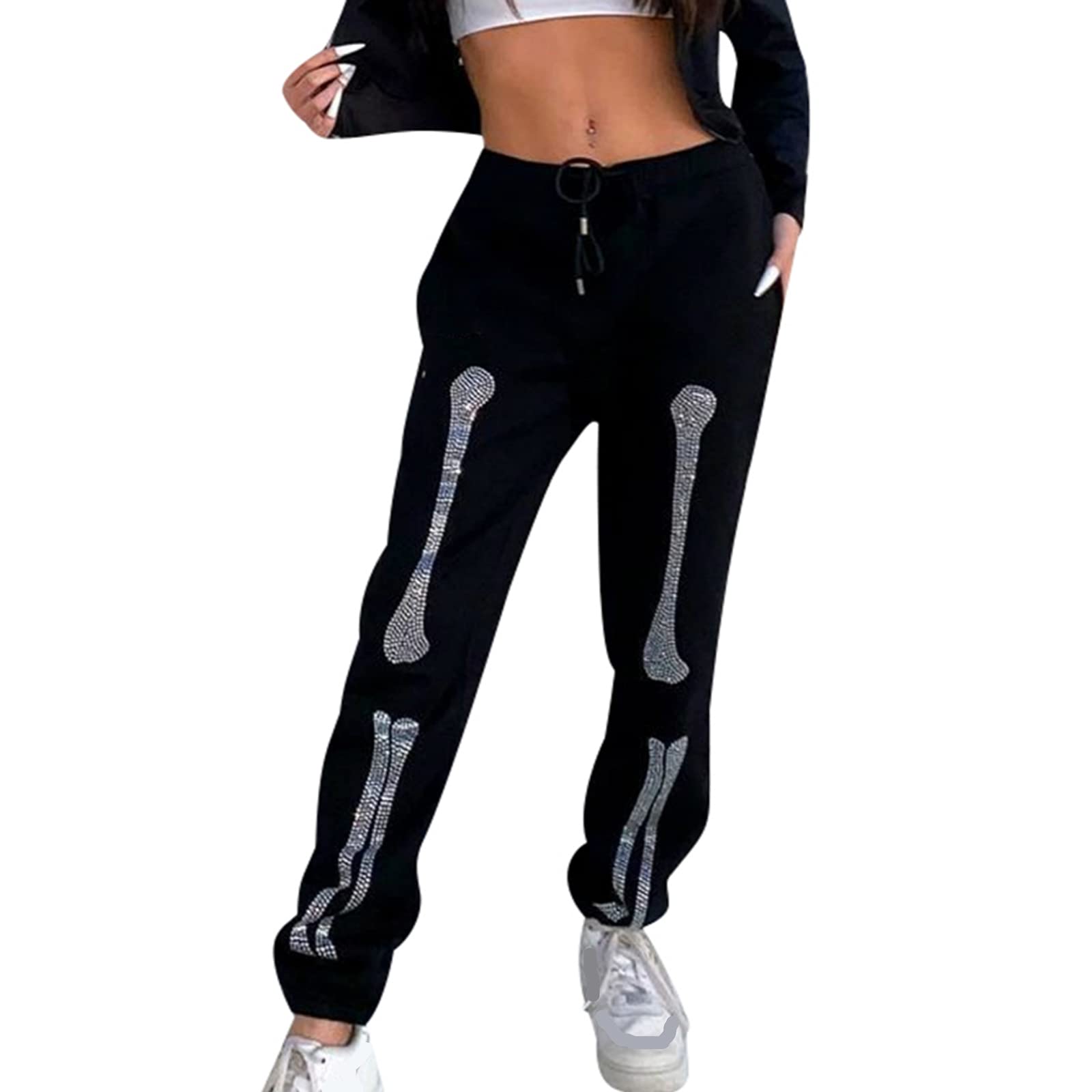GOOCHEERWomen Graphic Sweatpants Hip Pop Loose Pants Y2K Sport Pants High Waisted Jogger Casual Elastic Waist Lounger Pants