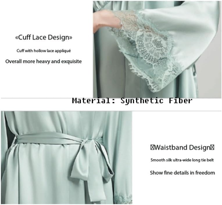 Straps Nightdres Robe Two-piece Set Nightgown Lace Satin Nightie Pajamas Suit
