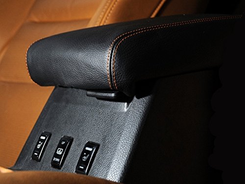 RedlineGoods armrest Cover Compatible with Nissan Maxima 2004-08. Tailor Made - not Universal. Genuine top-Grade Italian Black Suede (Alcantara) with Blue Thread