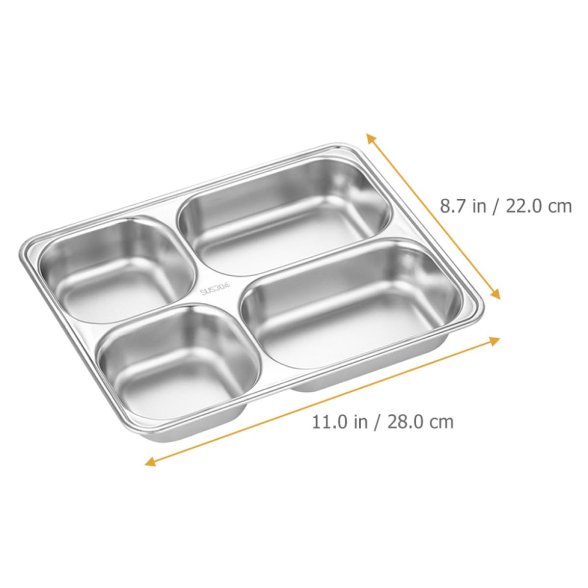 iplusmile Vassoio Pranzo Diviso in Acciaio Inox 2 Pezzi Argento