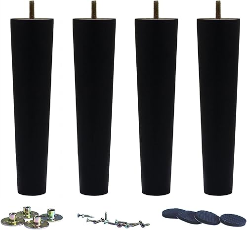 WEICHUAN Sofá redondo negro de madera maciza, sofá otomano, sofá biplaza otomana, tocador, muebles, patas de muebles de madera de repuesto (10