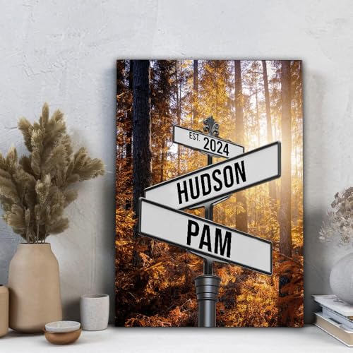 TT FLOWGREEN Personalized Street Sign with Names and Date For Anniversary, Couple's Name And Date On Vintage Street Sign Poster Canvas Prints Love Gift, Wedding, Birthday