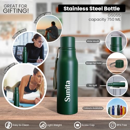Image of Giftana Personalized Diary with Pen, Coffee Tumbler 510ml, Water Bottle 750ml, Keychain, Card holder Gift Set for Men and Women, 6 in 1 Personalised Corporate Gifting for Employee (Green)