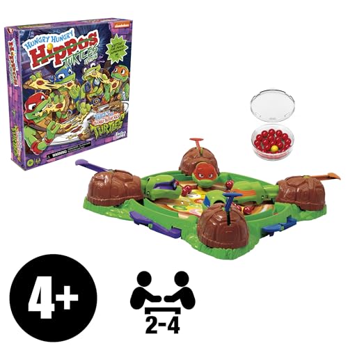 Hasbro Gaming Hungry Hungry Hippos: Teenage Mutant Ninja Turtles Edition Board Game, Board Games for Kids Family Fun for 2+ Players - Image 2