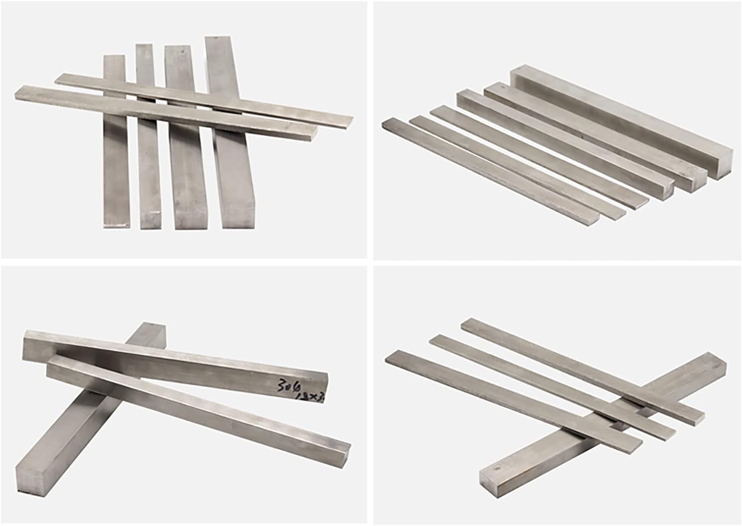 Aluminiumplatte, Flachstahl Flachstange aus Edelstahl 304, 2 Stück, 300 mm, Massive Edelstahlstange, Dicke 6 mm, Breite 10–50 mm(6x25x300mm)