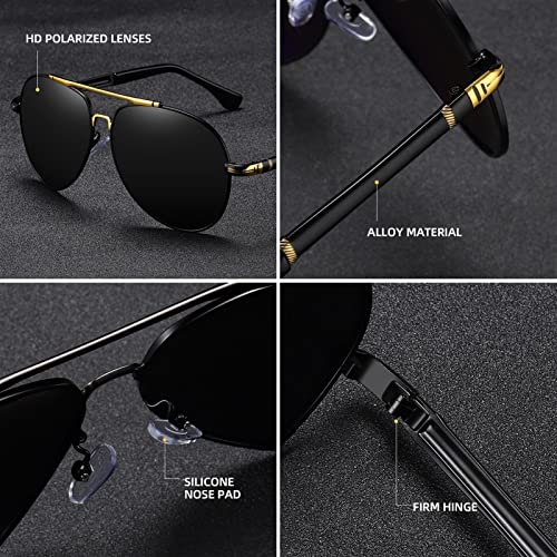 Mens Sunglasses Polarised Vintage Eyewear UV400 Protection for Driving Travel (Color : Red Gold-Black)4
