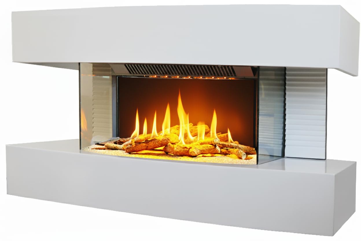 CHEMIN'ARTE Elektrokamin Lounge Medium 2000W – Weiß, mit Fernbedienung