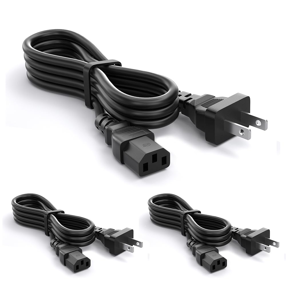Varbmt AC電源ケーブル 3P-2P電源コード 1.5m 3ピンパソコン電源ケーブル 3ピンソケット(メス) 2ピンプラグ(オス) 定格10A-110V 純銅芯 多重保護 耐熱耐寒 耐摩耗 アース線付き 3本セット