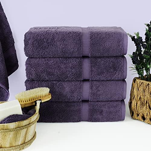 Chakir Turkish Linens | Hotel & Spa Quality 100% Cotton Premium Turkish Towels | Soft & Absorbent (4-Piece Bath Towels, Plum) #TOP1