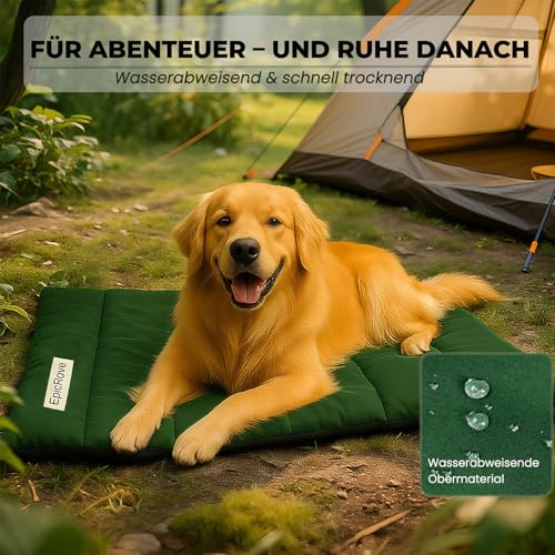 EpicRove Hundedecke für unterwegs wasserdicht – rutschfeste Hundematte 110×68 cm, waschbar Hundebett – Outdoor, Reise & Auto‑Kofferraum Komfortkissen für Hunde & Katzen (Grün)