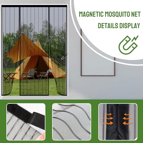 Moustiquaire porte magnétique 140x220 rideau porte anti insectes mouche moustique aimantée - 5