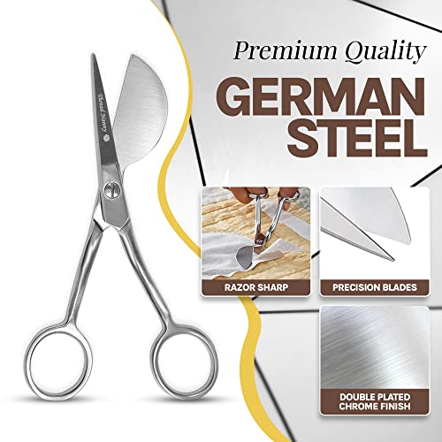 Threadnanny Duckbill Scissors (4.5-Inch) - Duckbill Applique Scissors For Professionals - Ergonomically Bent Curved Offset Handle - Paddle Shaped, Razor-Sharp, Premium Grade German Steel #TOP2