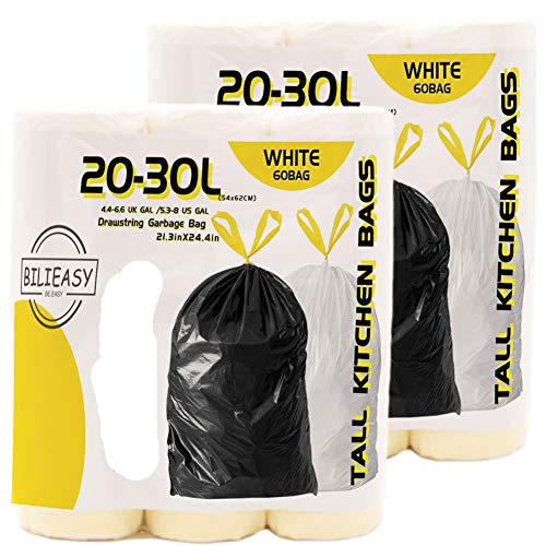 BILIEASY - Sacchetti per la spazzatura, 60 pezzi