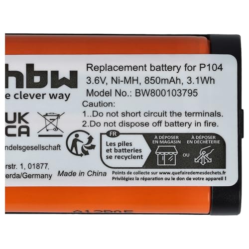 vhbw Akku Ersatz für GP85AAALH3BXZ, HHR-P104, HHR-P104A, P104A/1B, Type 29 schnurlos Festnetz Telefon (850mAh, 3,6V, NiMH)
