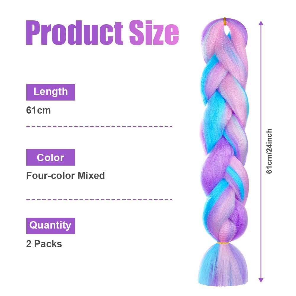 AUYAO Braiding Hair Extensions, 3Pcs Gradient Braid Hair Extension, Jumbo Braids Hair Extension Synthetic Wig - Image 2