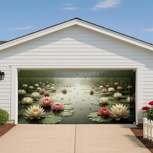 Housse de porte de garage nénuphar grand format 397x180cm résistante aux intempéries - 6