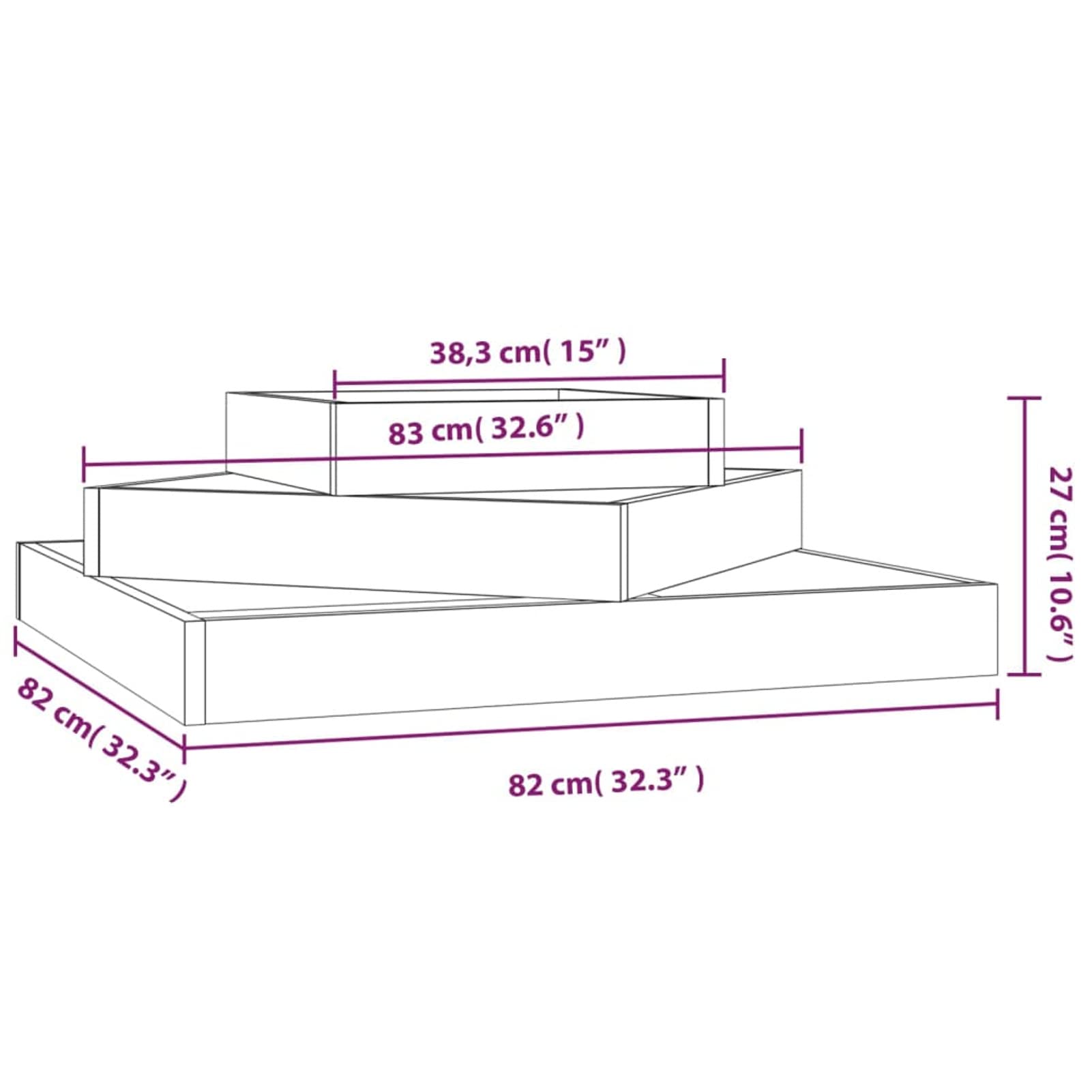 823878 Fioriera 83x83x27 cm in Legno Massello di Pino Testata in Legno,Testata Letto Matrimoniale Muebles Dormitorio Spalliera Letto Testiere per Letto Matrimoniale