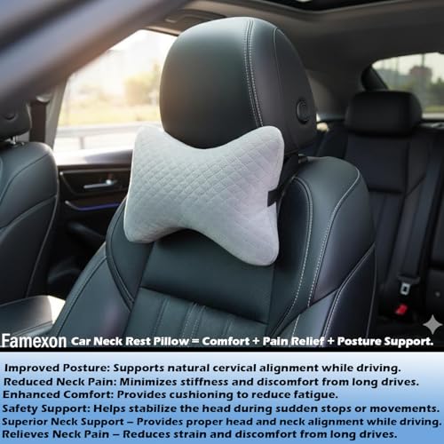 Image of Velvet Soft car Neck Pillow for Travel, Travel Micro Fiber Rest Pillow /Cushion Set of Pillows Compatible with All Cars - Pack of 2 Pieces (Grey 2PC)